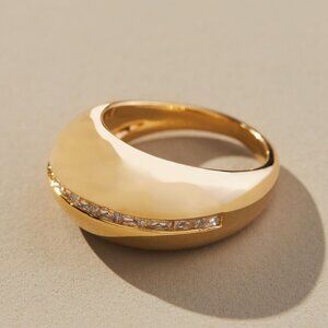 Anthropologie CZ Signet Ring Gold - Size 7